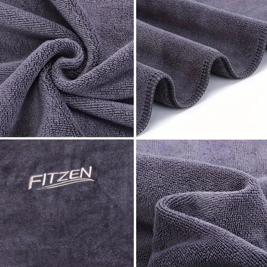FITZEN Gym & Yoga Towel — Magnetic Hold, Zip Pocket & Faster Drying