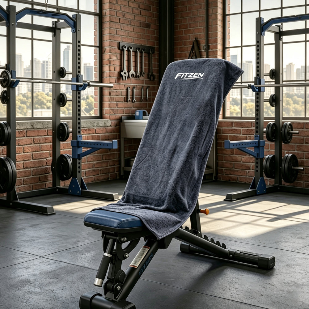 FITZEN Gym & Yoga Towel — Magnetic Hold, Zip Pocket & Faster Drying