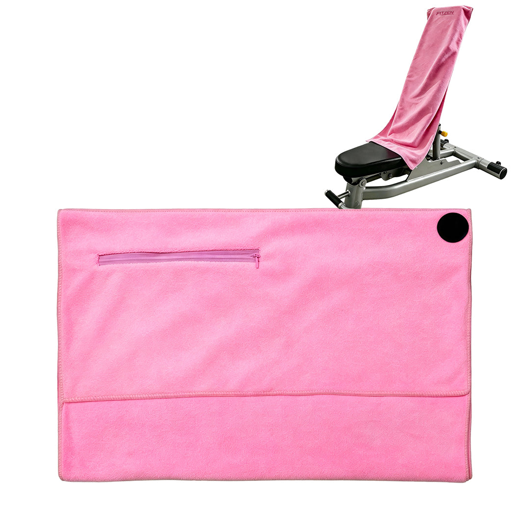 FITZEN Gym & Yoga Towel — Magnetic Hold, Zip Pocket & Faster Drying