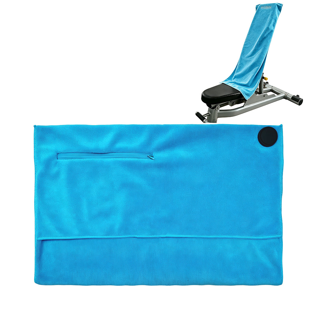 FITZEN Gym & Yoga Towel — Magnetic Hold, Zip Pocket & Faster Drying
