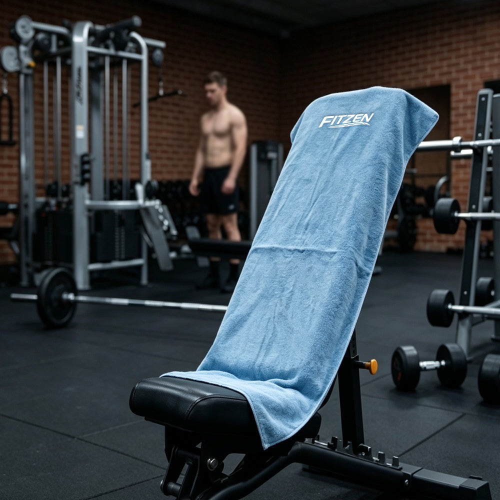 FITZEN Gym & Yoga Towel — Magnetic Hold, Zip Pocket & Faster Drying